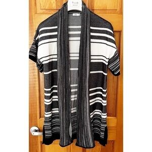 Vince Black White Open Front Long Cardigan Sweater Sz S Kimono Short Sleeve Fall